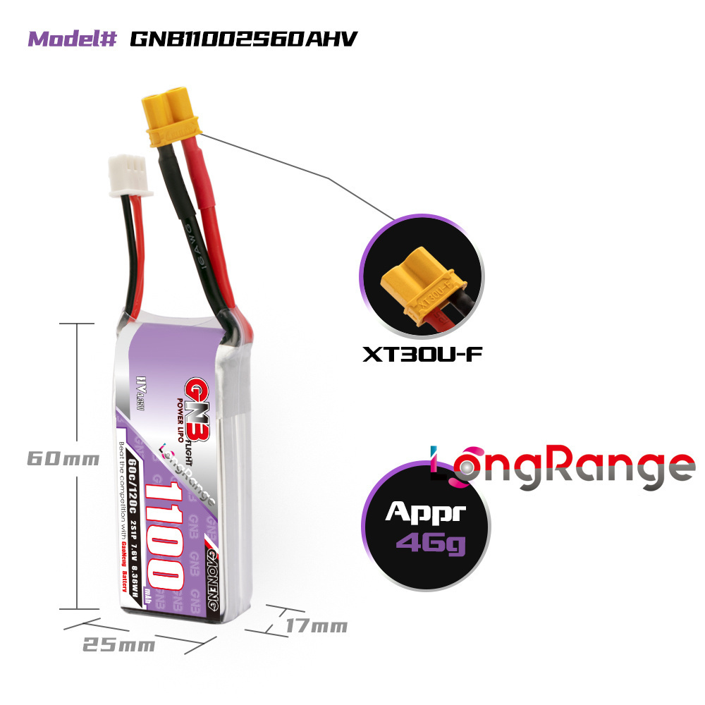 GNB 1100mAh 2S 3S 4S 6S 60C/12 - Fpv Drone Receiver avis et prix